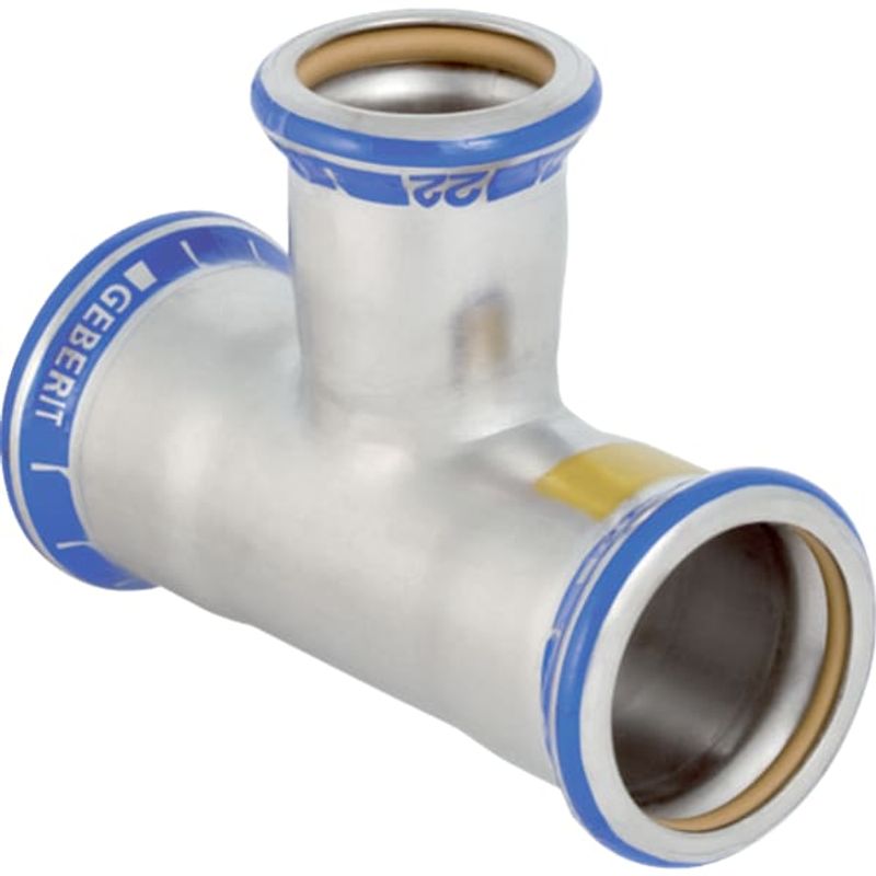 Geberit Mapress Edelstahl T-Stück reduziert (Gas) d42-15-42, Farbe silberfarben Bild 1