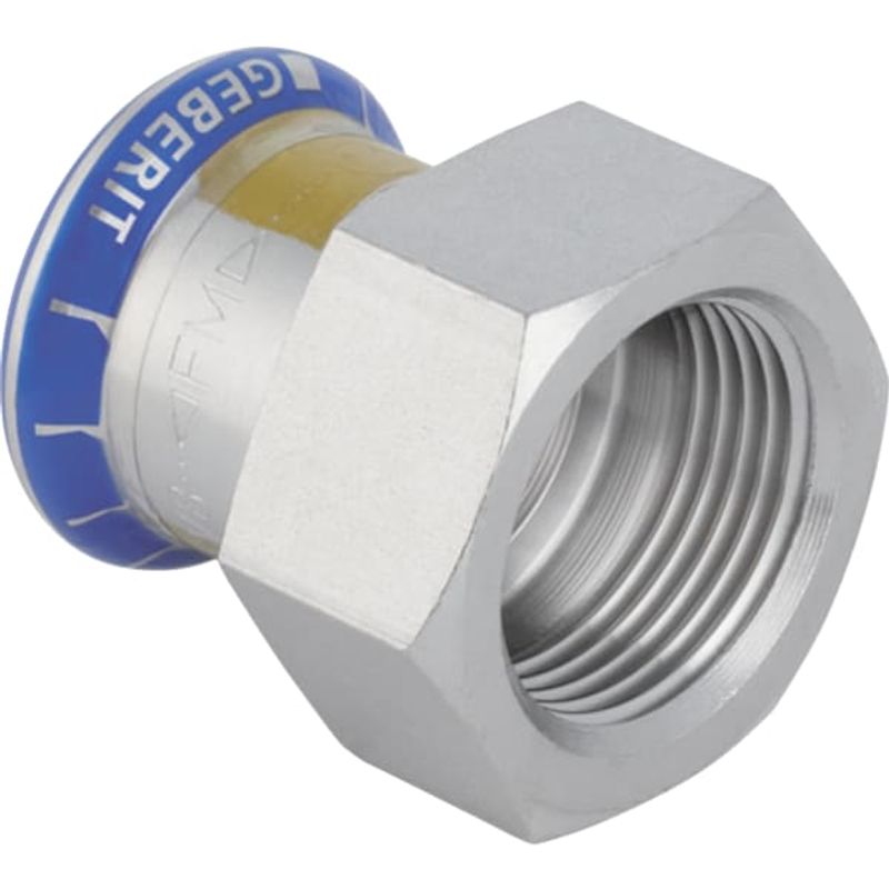 Geberit Mapress Edelstahl Übergang, mit IG (Gas) d15-Rp3 / 4, 38 mm, Farbe silberfarben Bild 1