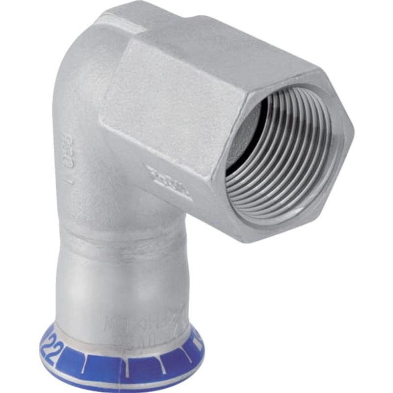 Geberit Mapress Edelstahl Übergangswinkel 90Gr, mit IG d15-Rp3 / 8, Farbe silberfarben Bild 1