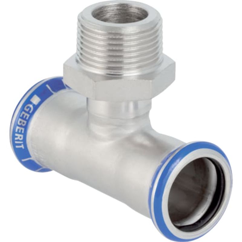 Geberit Mapress Edelstahl T-Stück, mit AG d15-R3 / 8-15, Farbe silberfarben Bild 1