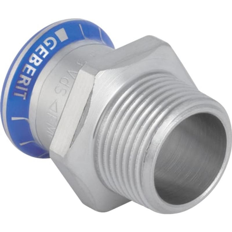 Geberit Mapress Edelstahl Übergang, mit AG d15-R3 / 8, 38 mm, Farbe silberfarben Bild 1