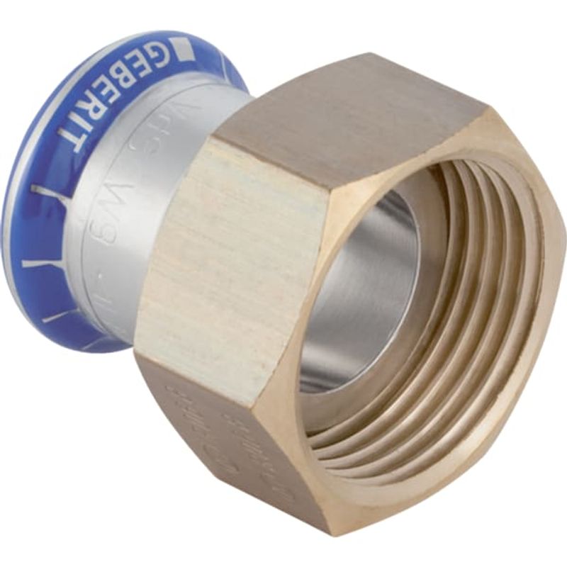 Geberit Mapress Edelstahl Übergang, mit Überwurfmutter d22-G1 1/4, 43 mm, Farbe silberfarben Bild 1
