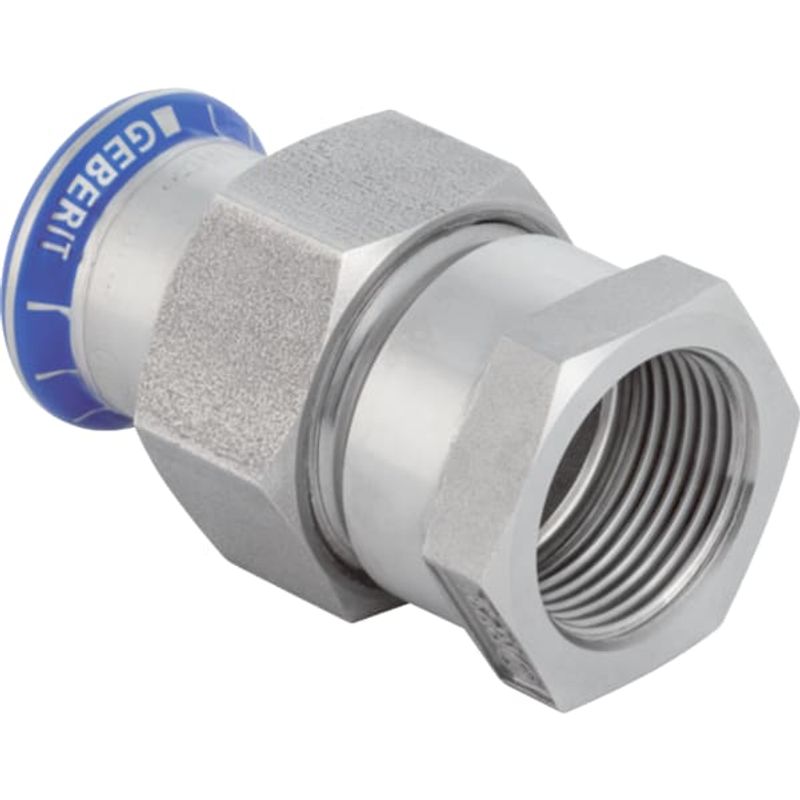 Geberit Mapress Edelstahl Übergangsverschraubte, mit IG ÜM aus ESt d15-Rp3 / 4, 61 mm, Farbe silberfarben Bild 1