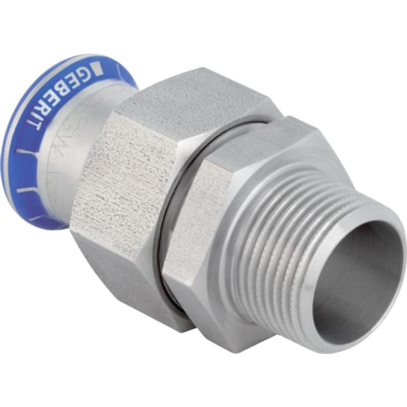 Geberit Mapress Edelstahl Übergangsverschraubte, mit AG ÜM aus ESt d22-R1, 73 mm, Farbe silberfarben Bild 1
