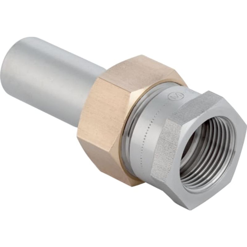 Geberit Mapress Edelstahl Übergangsverschraubte, mit IG und Einschubende d18-Rp1 / 2, 81 mm, Farbe silberfarben Bild 1