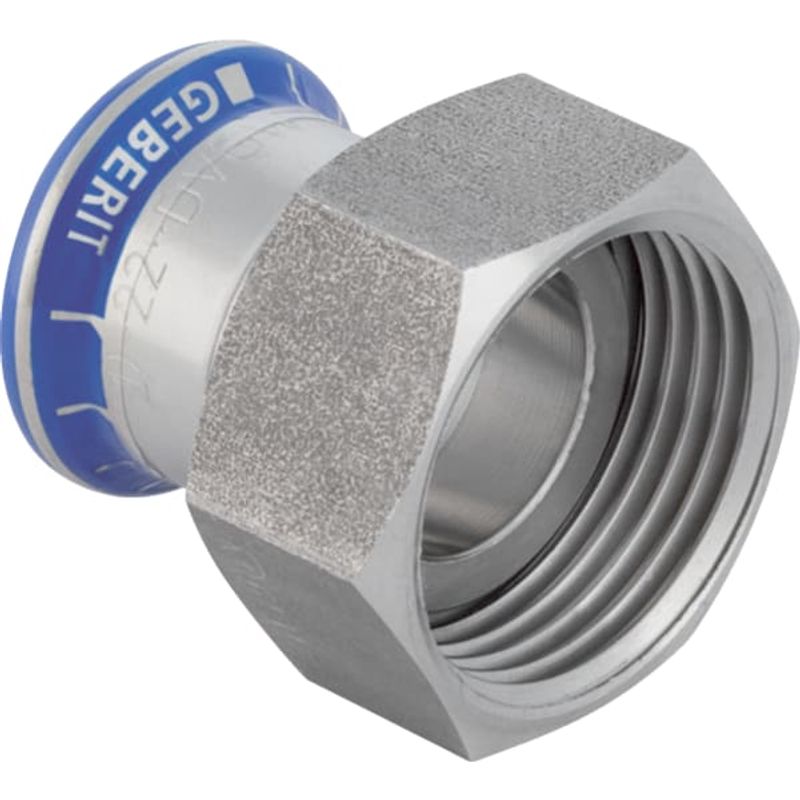 Geberit Mapress Edelstahl Übergang, mit Überwurfmutter ESt d28-G1 1/2, 44 mm, Farbe silberfarben Bild 1