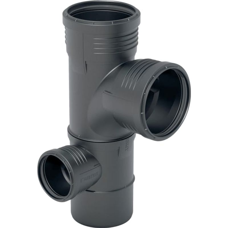 Geberit Kombibogeneckabzweig links x 90 x 50 87,5 Grad, DN 100, Farbe schwarz Bild 1