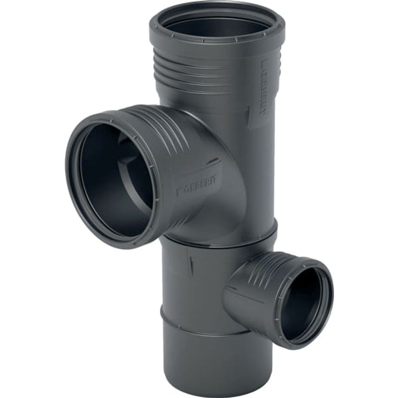 Geberit Kombibogeneckabzweig rechts x 100 x 70 87,5 Grad, DN 100, Farbe schwarz Bild 1