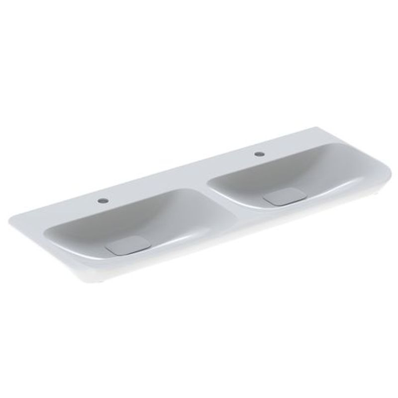 Geberit myDay Doppelwaschtisch, 130 x 48 cm mit Hl, ohne Ül, KeraTect, Farbe weiß Bild 1