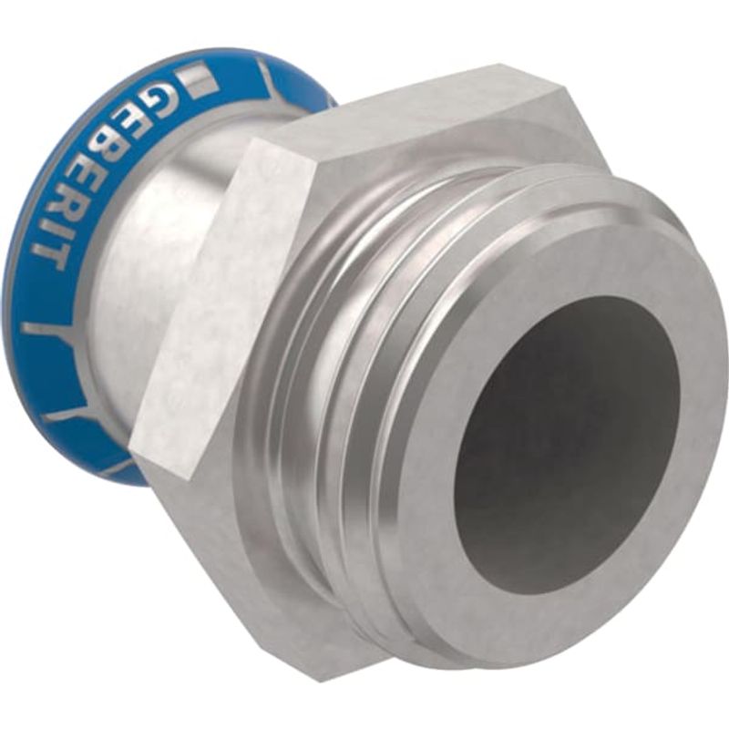 Geberit Mapress Edelstahl Übergang, mit AG d42-G1 3/4, 52 mm, Farbe silberfarben Bild 1