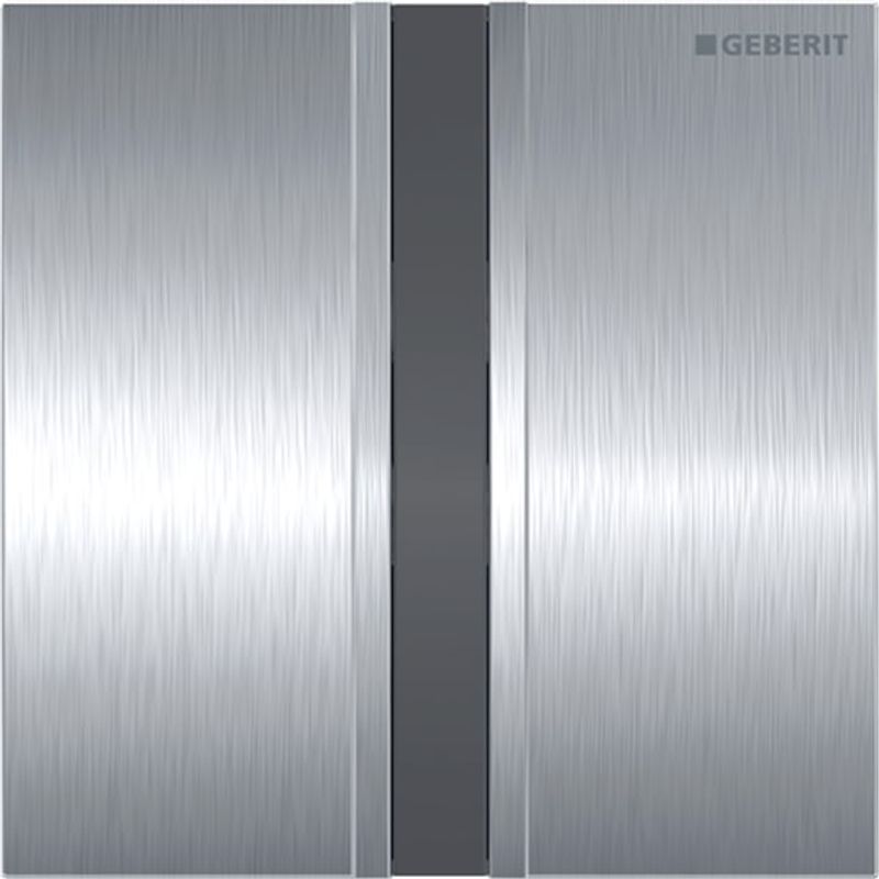 Geberit Urinalsteuerung mit elektronischer Auslösung, chrom gebürstet, 130 x 130 x 100 mm, Farbe chrom Bild 1