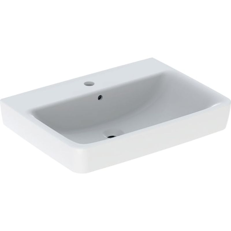 Geberit Waschtisch, unterbaufaehig, 650 x 480 mm, mit HL, mit ÜL, weiss, 180 x 650 x 480 mm, Farbe weiß Bild 1