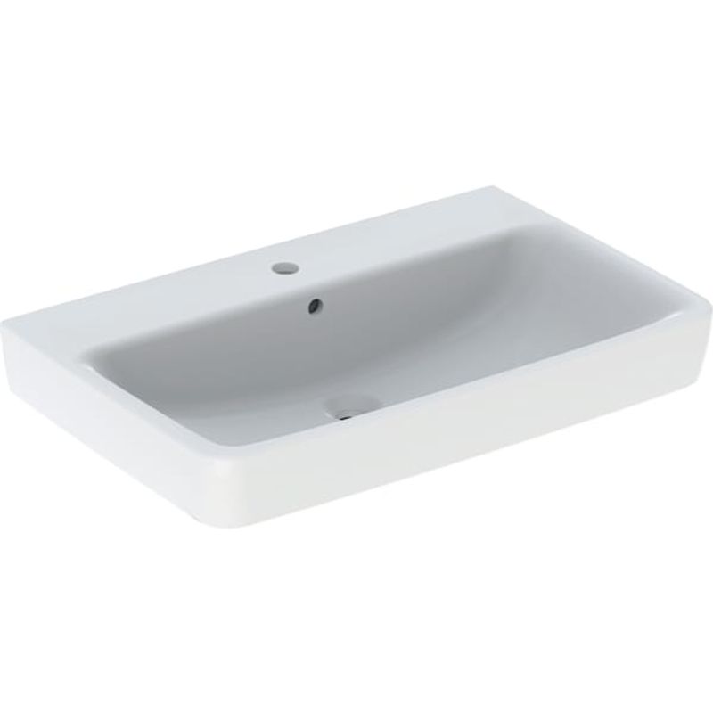 Geberit Waschtisch, unterbaufaehig, 750 x 480 mm, mit HL, mit ÜL, weiss, 185 x 750 x 480 mm, Farbe weiß Bild 1