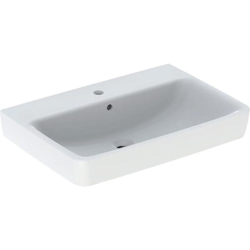 Geberit Waschtisch, unterbaufaehig, 700 x 480 mm, mit HL, mit ÜL, weiss, 185 x 700 x 480 mm, Farbe weiß Bild 1