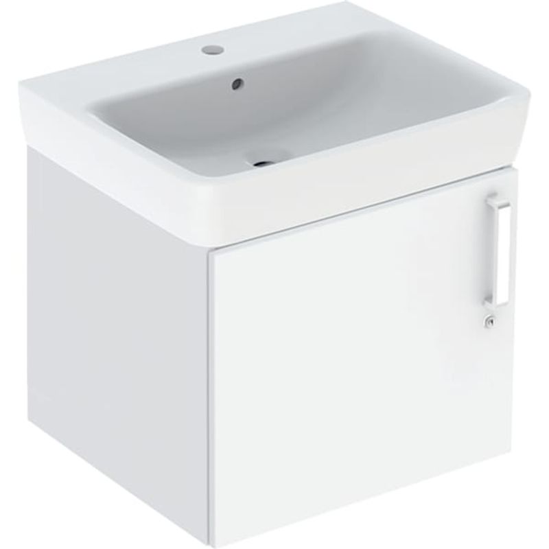 Geberit Bambini Set Waschtisch, mit US, 1 Tür abschliessbar, 59,5 x 56,3 x 48,3 cm, 563 x 595 x 483 mm, Farbe weiß Bild 1