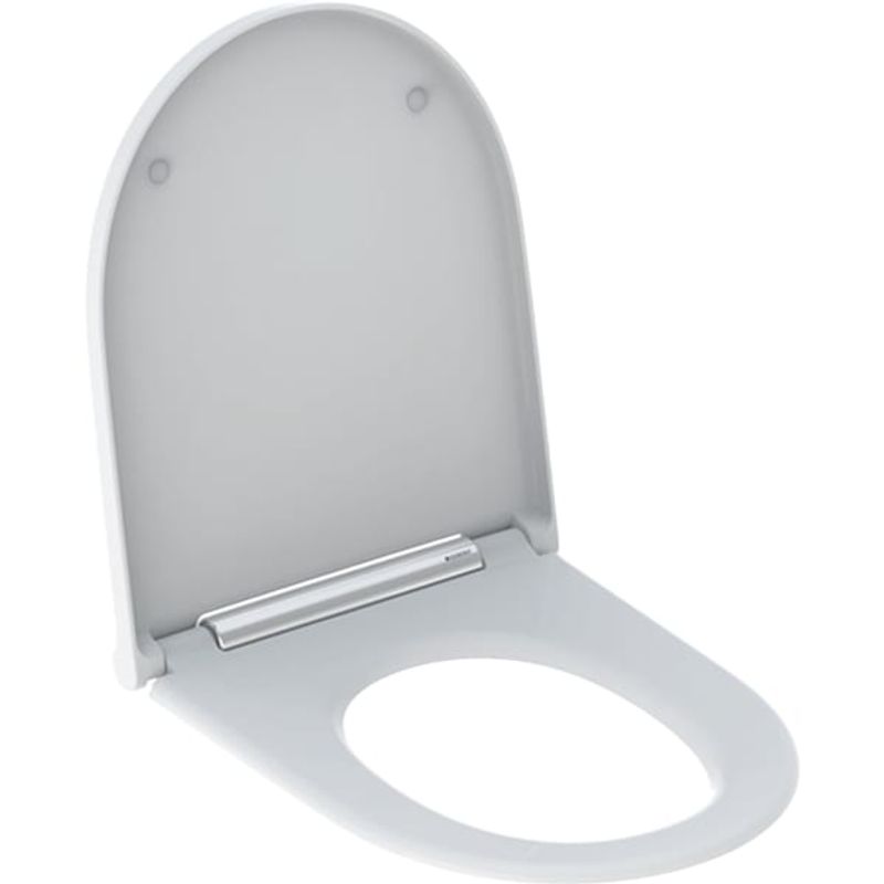 Geberit WC-Sitz ONE, absenkbar / -nehmbar, Befestigung von oben, hochglanz-verchromt, Farbe weiß Bild 1