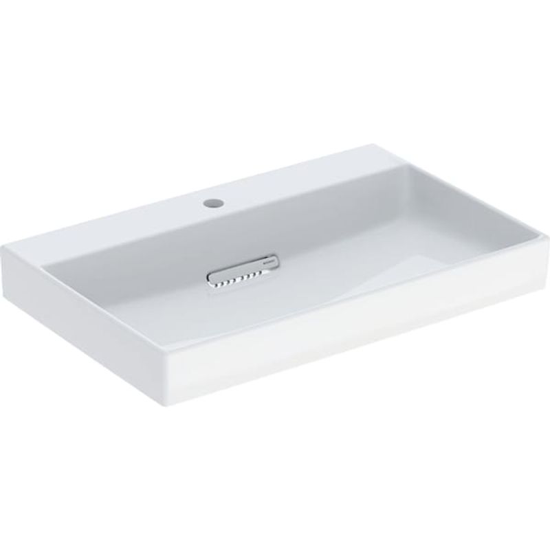 Geberit ONE Waschtisch 75 x 48 cm, CleanDrain mit Hl, ohne Ül, weiss, KeraTect / weiss glzd, 140 x 480 mm, Farbe weiß Bild 1