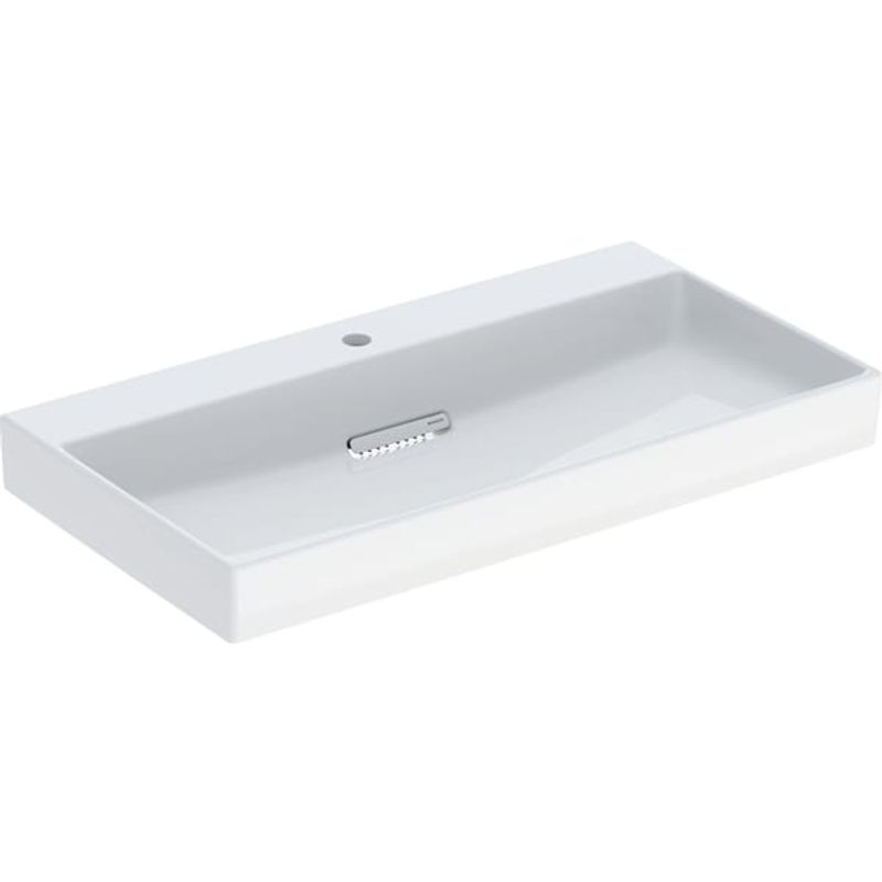 Geberit ONE Waschtisch 90 x 48 cm, CleanDrain mit Hl, ohne Ül, weiss, KeraTect / weiss glzd, 140 x 480 mm, Farbe weiß Bild 1