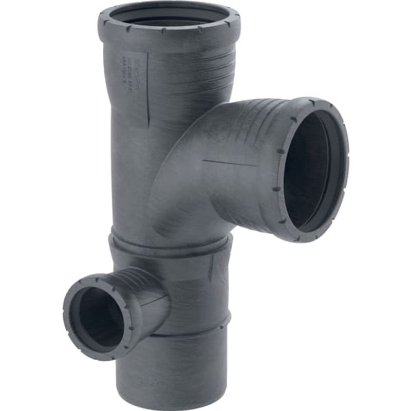 Geberit Kombibogeneckabzweig x 90 x 50 87,5 Grad, links, DN 90, Farbe schwarz Bild 1
