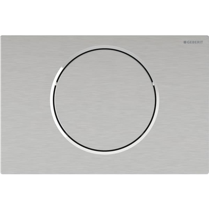 Geberit Sigma10 WC-Steuerung, rund, elektron. Sp. Batt, 1-M-Sp, SKG, man. gebü. Edelstahl / poliert, Farbe chrom Bild 1