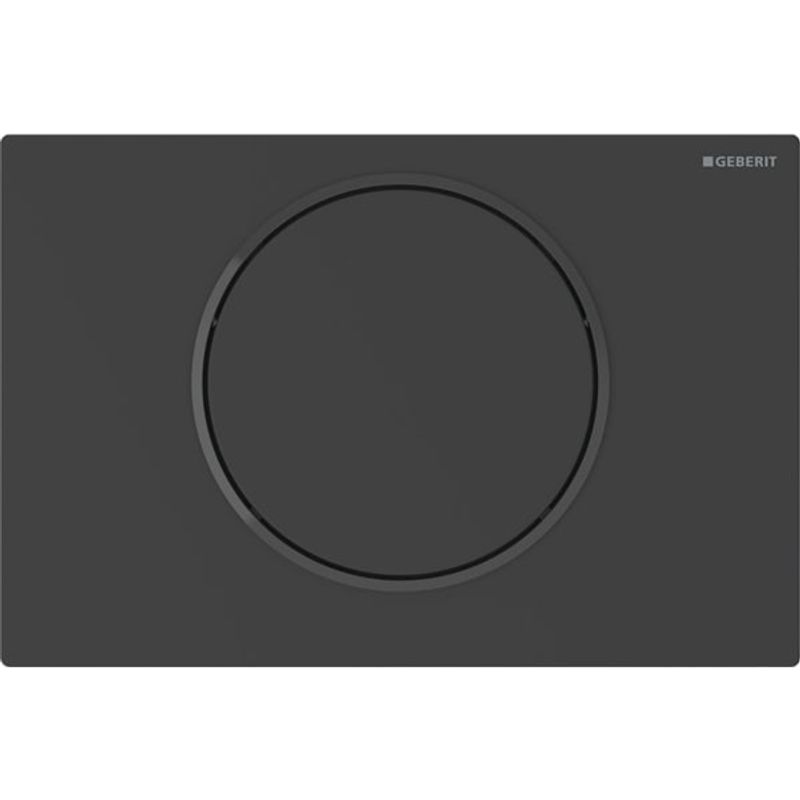 Geberit Sigma10 WC-Steuerung, rund, elektron. Sp. Batt, 1-M-Sp, SKG, man, swm l.Edelstahl / schw, Farbe schwarz Bild 1