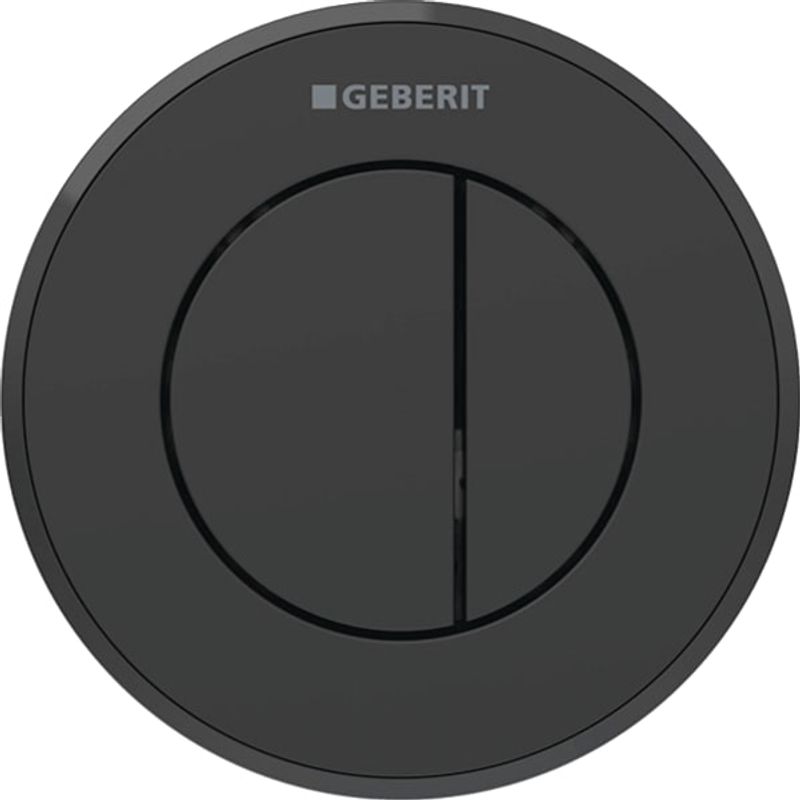 Geberit Typ 10 Fernbetaetigung, rund, pmeum. 2-M-Sp, UP-Drücker, swm, Edelstahl / schw glzd Bild 1
