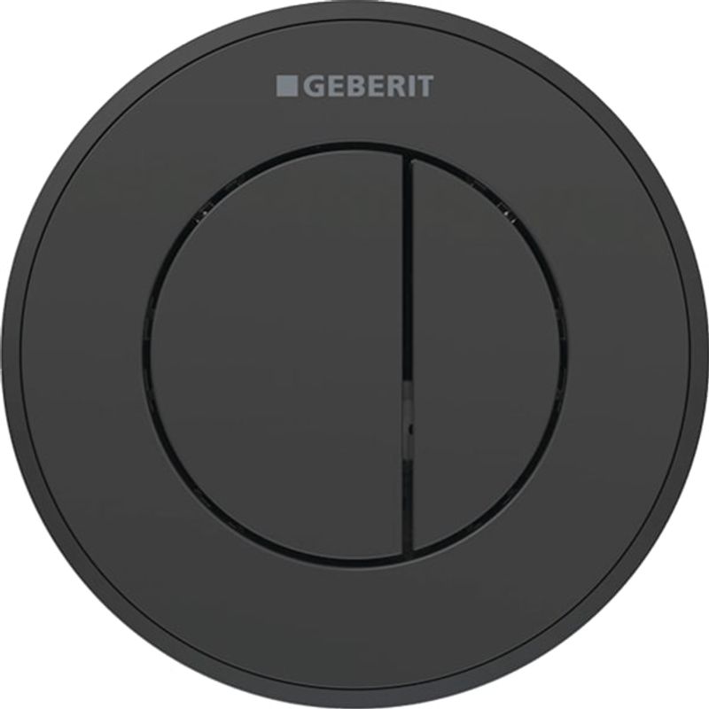 Geberit Typ 10 Fernbetaetigung, rund, pmeum. 2-M-Sp, UP-Drücker, schwarz glzd / swm, Farbe schwarz Bild 1