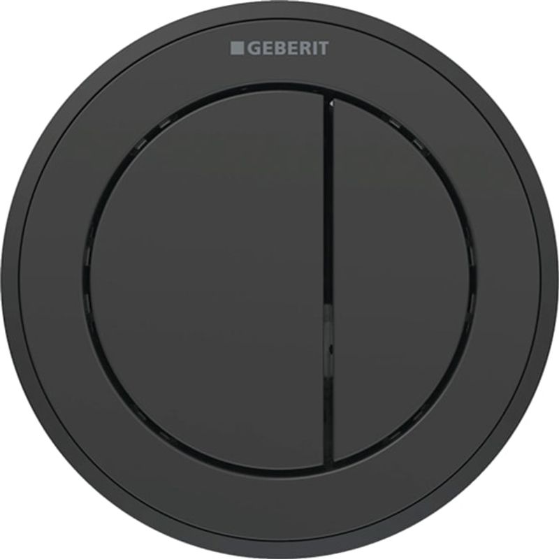 Geberit Typ 10 Fernbetaetigung, rund, pmeum. 2-M-Sp, Möbeldrücker, schw glzd / swm Bild 1