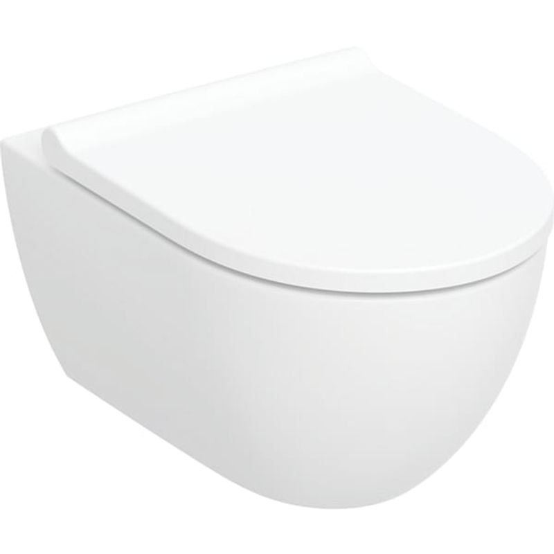 Geberit Wand-Tiefspül-WC Set, spülrandlos, (TurboFlush)Sitz mit AS, verdeckte Befestigung, 335 x 355 x 535 x 530 mm, Farbe weiß Bild 1