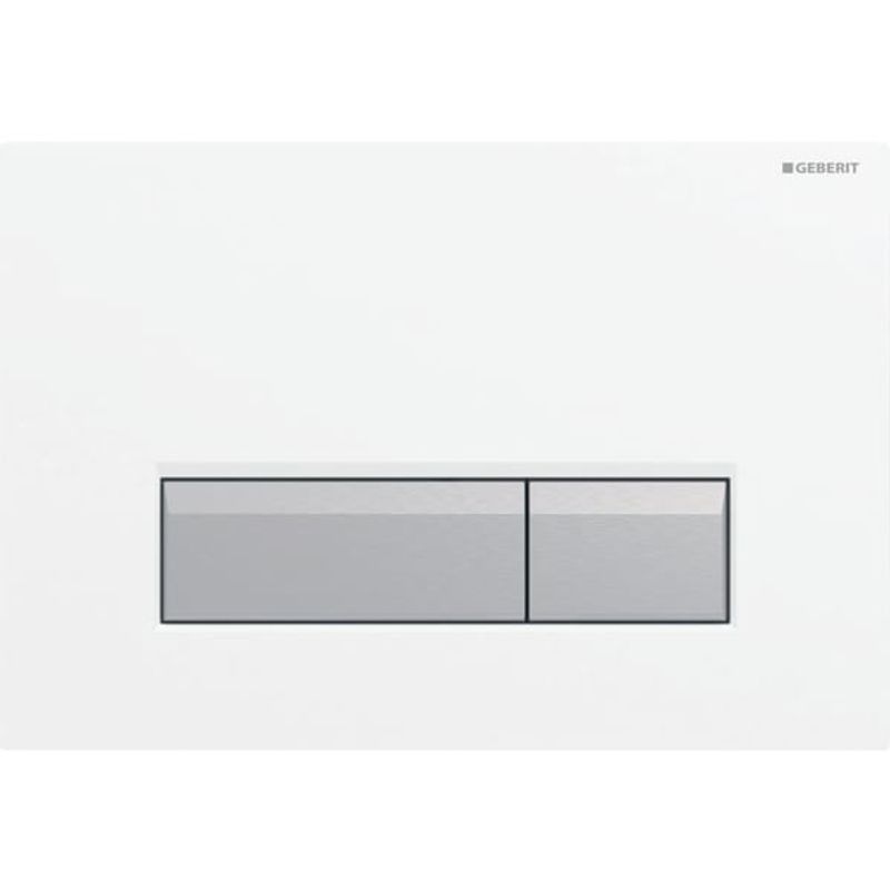 Geberit Betätigungsplatte für 2-Mengen-Spülung, weiss / Aluminium gebürstet, 22 x 266 x 182 mm, Farbe weiß Bild 1