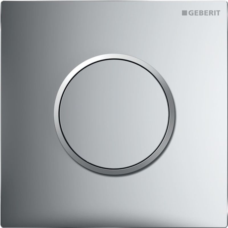 Geberit Urinalsteuerung mit pneumatischer Auslösung, hgl.chr./mattchrom./hgl.chr, 130 x 130 x 110 mm, Farbe chrom Bild 1