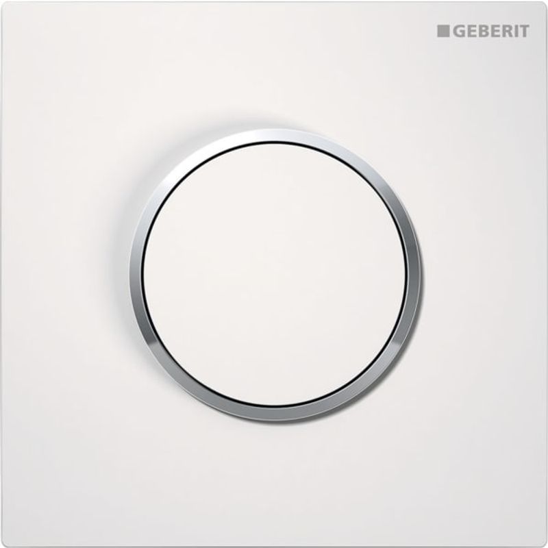 Geberit Sigma10 Betätigungsplatte für Urinalsteuerung, mit pneumatischer Spülauslösung weiss / glanzverchromt, Farbe weiß Bild 1