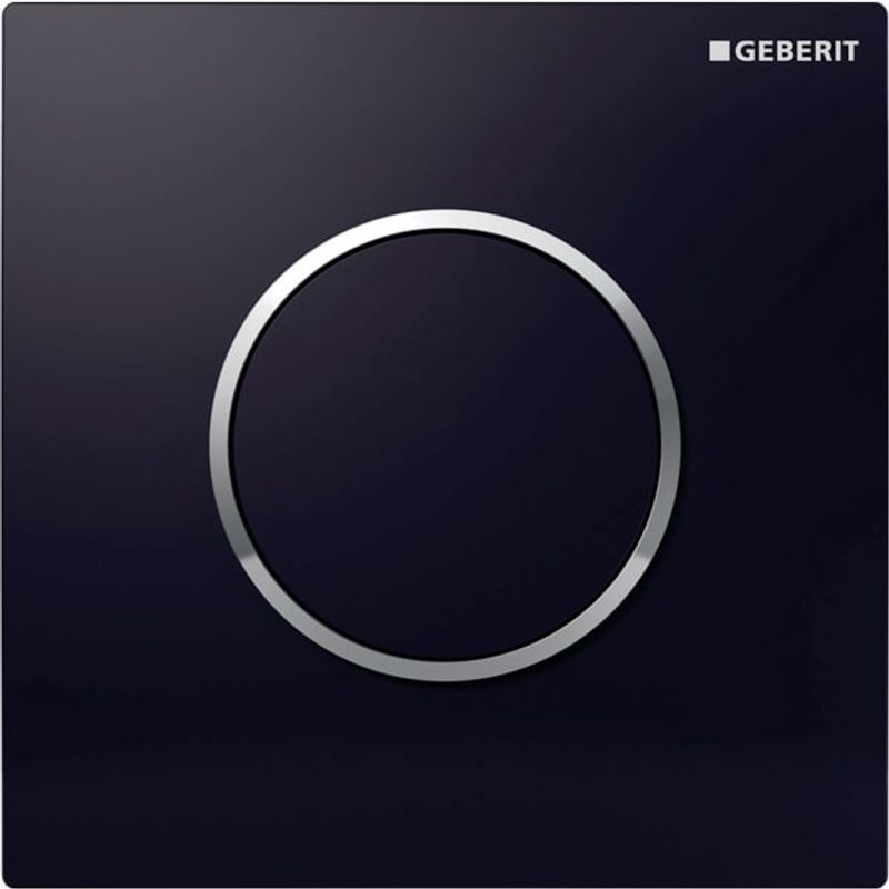 Geberit Typ 10 Urinalsteuerung, rund, pneum. Spülauslösung schwarz glaenzend/ chrom glaenzend, Farbe schwarz, chrom Bild 1