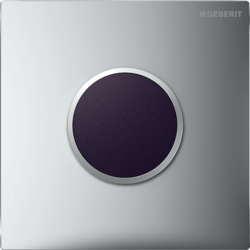 Geberit Urinalsteuerung mit elektronischer Auslösung, hgl.chrom / mattchromom/hgl, 130 x 130 x 100 mm, Farbe chrom Bild 1