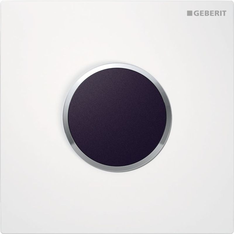 Geberit Urinalsteuerung mit elektronischer Auslösung, weiss / hgl.chrom / weiss, 130 x 130 x 90 mm, Farbe weiß, chrom Bild 1