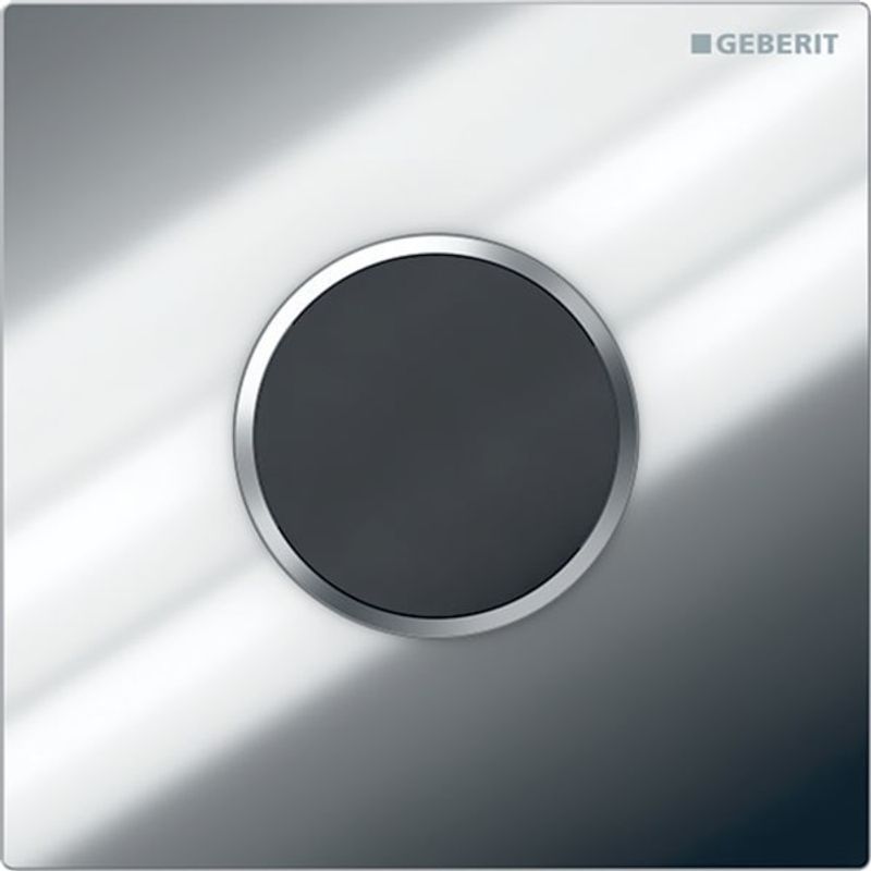 Geberit Urinalsteuerung mit elektronischer Auslösung, Batterie, hgl./mattchromom / hgl, 130 x 130 x 100 mm, Farbe chrom Bild 1