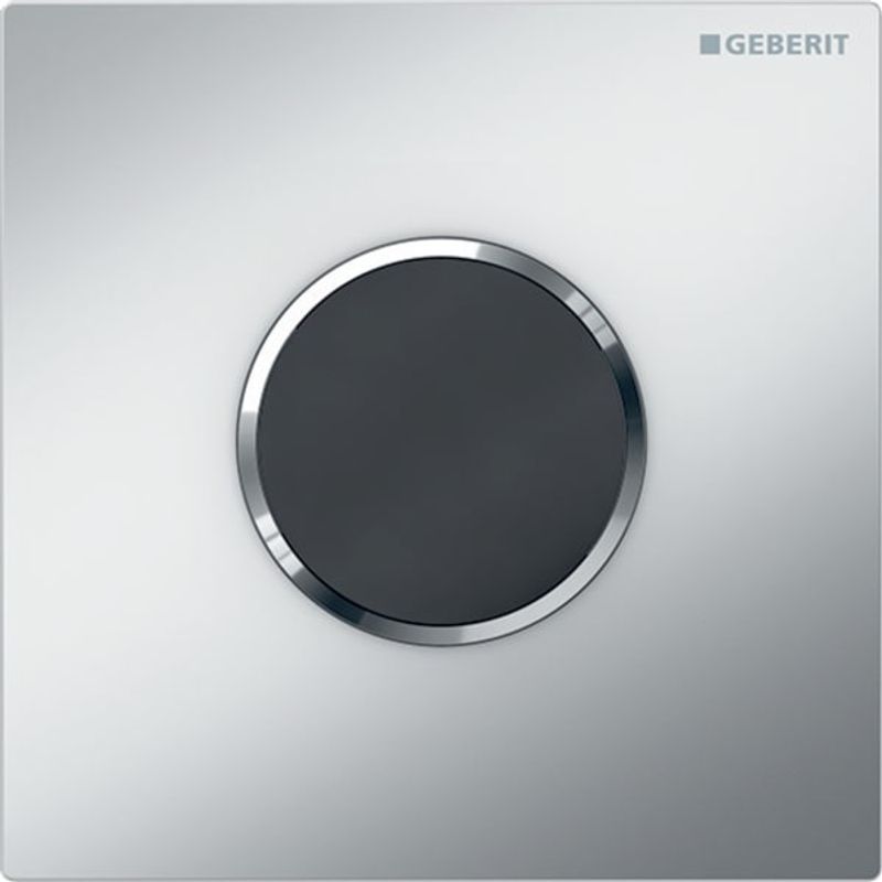 Geberit Typ 10 Urinalsteuerung, elektron. Spülauslösung Batterie, chrom / hochglanz, Farbe silberfarben Bild 1