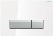 Geberit Betätigungsplatte-Sigma40, für 2-Mengen-Spülung (2011-2023) Glas weiss / alu. gebü, 22 x 266 x 182 mm, Farbe weiß Bild 1