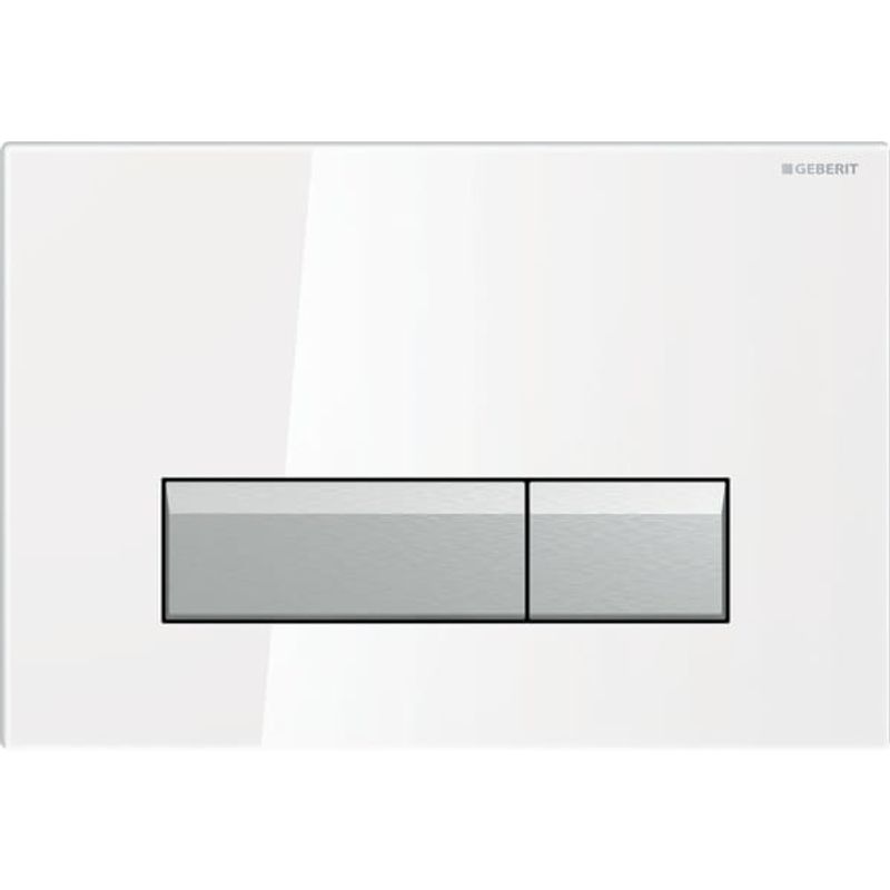 Geberit Betätigungsplatte-Sigma40, für 2-Mengen-Spülung (2011-2023) Glas weiss / alu. gebü, 22 x 266 x 182 mm, Farbe weiß Bild 1