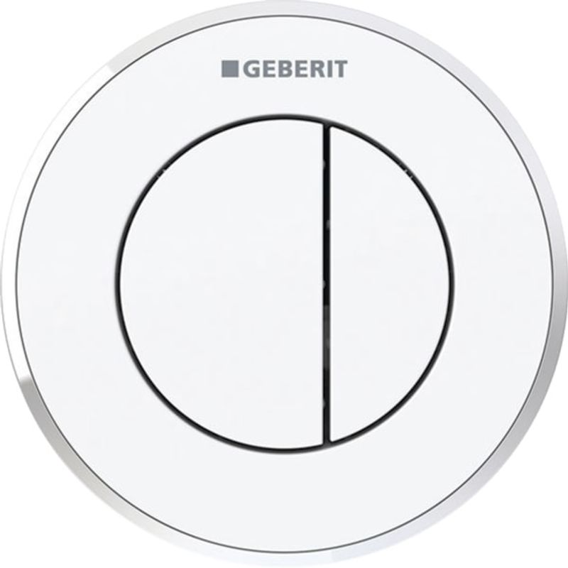 Geberit Typ 10 Fernbetaetigung, rund, pmeum. 2-M-Sp, UP-Drücker, weiss glzd /chrg, Farbe weiß Bild 1