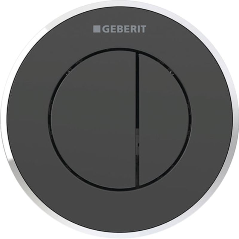 Geberit Typ 10 Fernbetaetigung, rund, pmeum. 2-M-Sp, UP-Drücker, schw glzd / chrg Bild 1