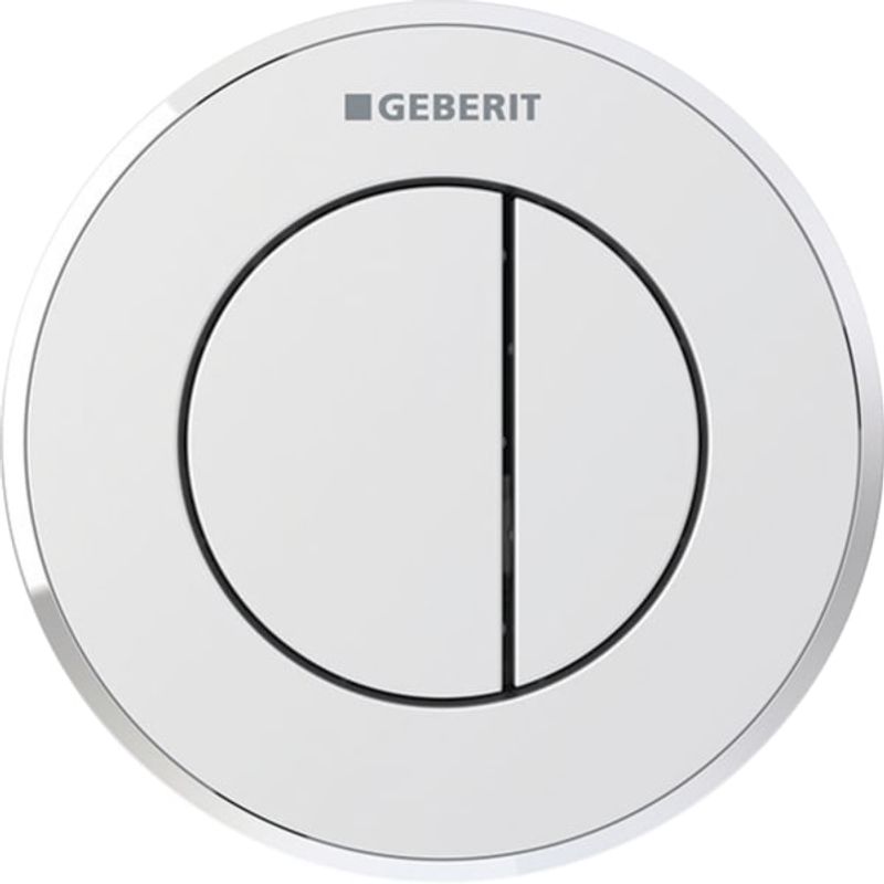 Geberit Typ 10 Fernbetaetigung, pneumatisch 2-M-Sp, UP-Drücker, Round, chrom / hgl.chr Bild 1