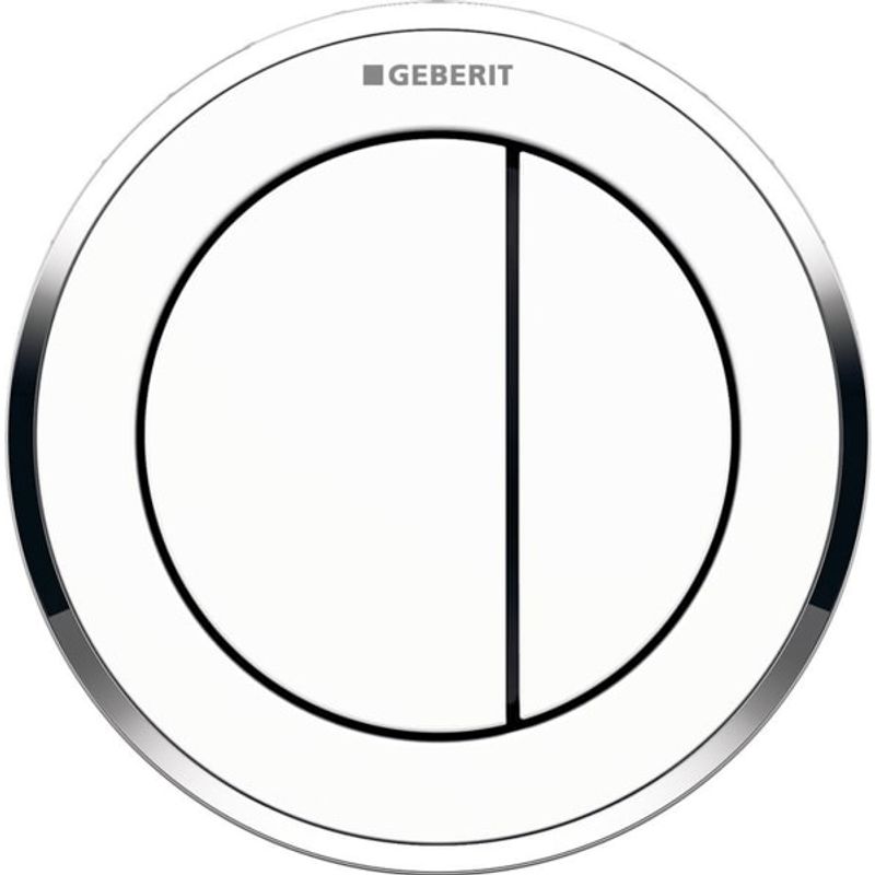 Geberit Typ 10 Fernbetaetigung, rund, pmeum. 2-M-Sp, Möbeldrücker, weiss glzd / chrg, Farbe weiß Bild 1
