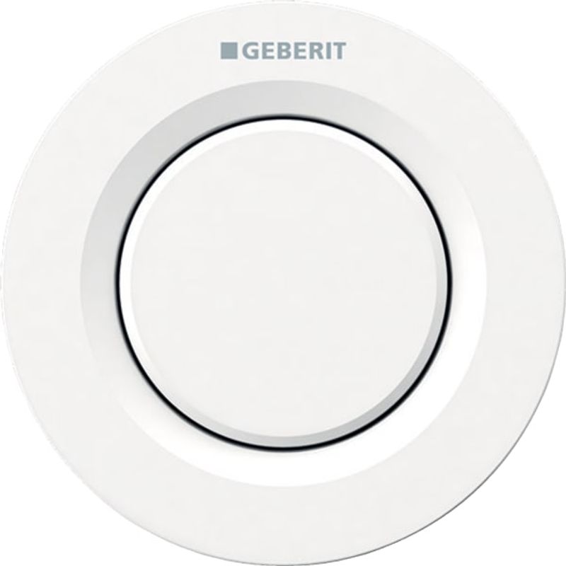 Geberit Typ 01 Fernbetaetigung, rund, pmeum. 1-Mengen-Spülung, UP-Drücker, Farbe weiß Bild 1