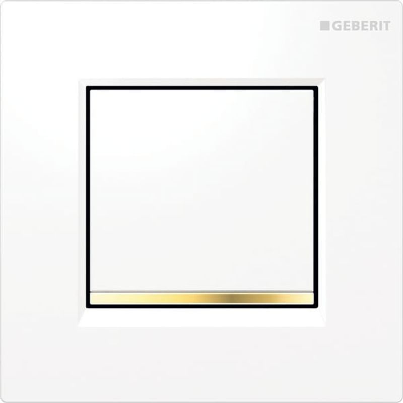 Geberit Typ 20 Urinalsteuerung, eckig, pneum Spülauslösung weiss glaenzend / goldfarben glaenzend, Farbe weiß Bild 1