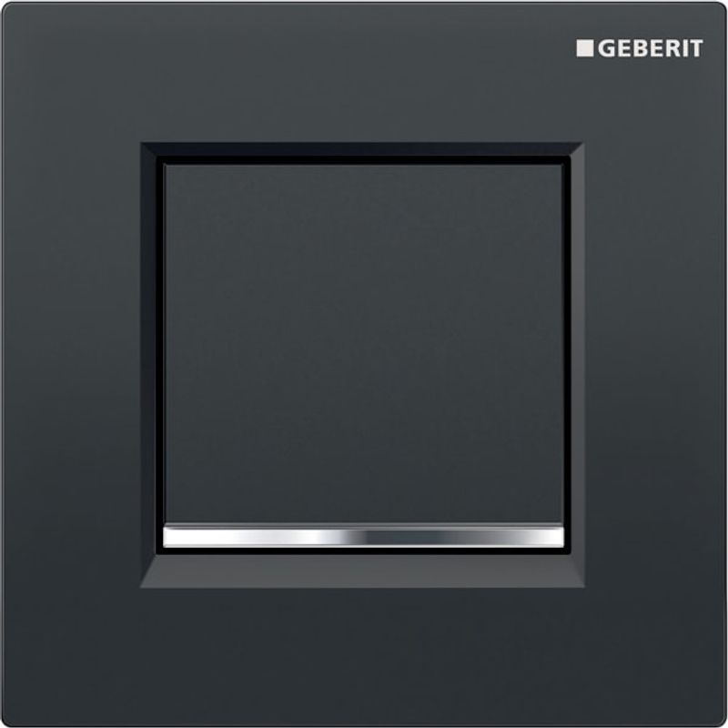 Geberit Typ 30 Betätigungsplatte für Urinalsteuerung, pneumatische Spülauslösung, schw / hochglanz-verchromt, 130 x 130 x 9 mm, Farbe schwarz Bild 1