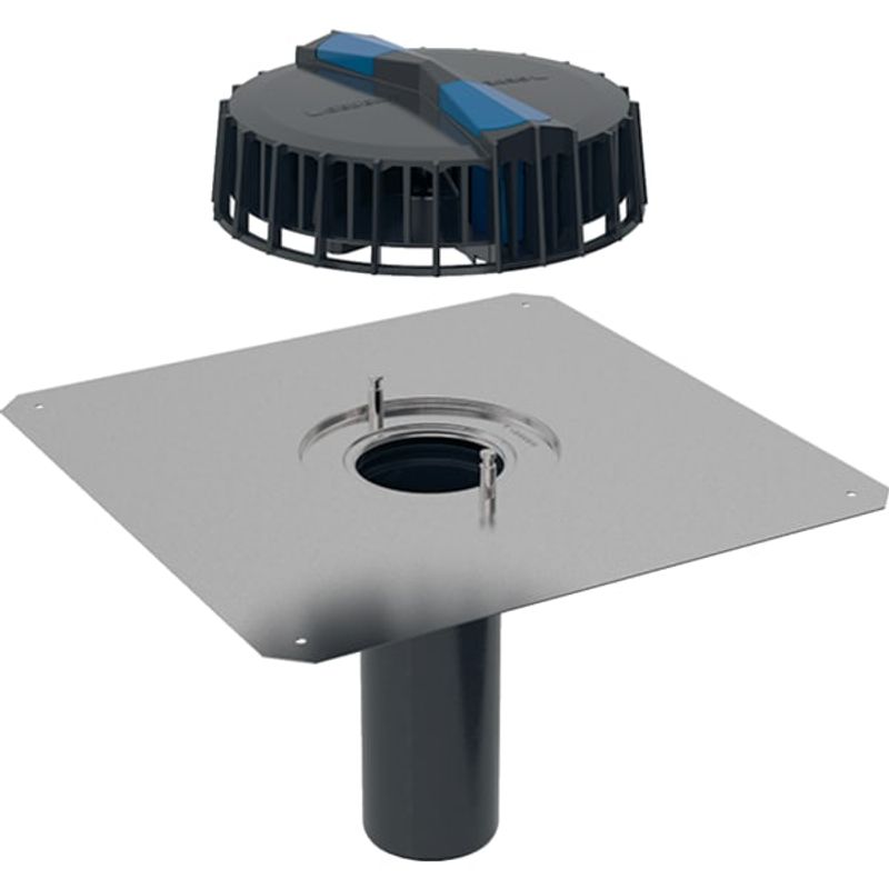Geberit Dachwassereinlauf DN 90 senkrecht, mit Anschlussblech, 50 mm, Farbe schwarz Bild 1