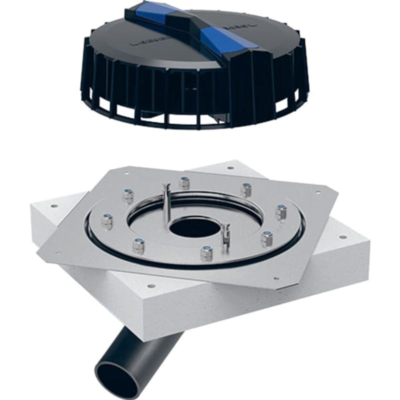 Geberit Pluvia Dachwassereinl, mit Bef.-Fl, für Abdichtungsfolien, horiz, d56, 9l / s, Farbe schwarz Bild 1