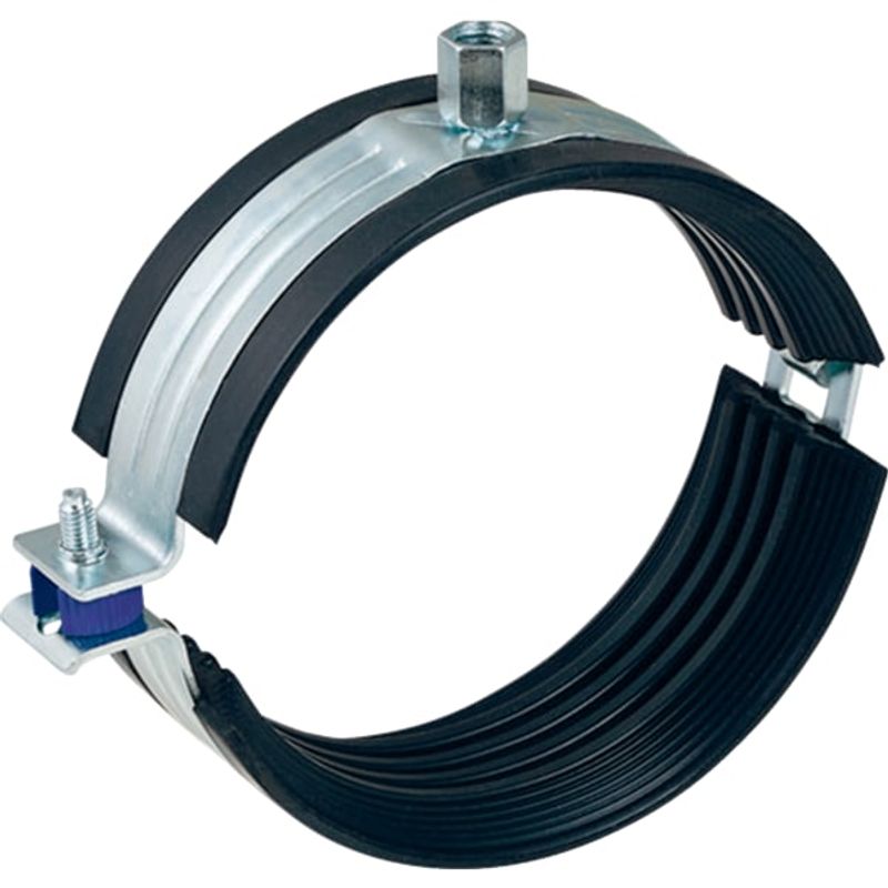 Geberit Rohrschelle gedaemmt, mit Gewindemuffe M10 / M12, DN 125, Farbe Zink Bild 1