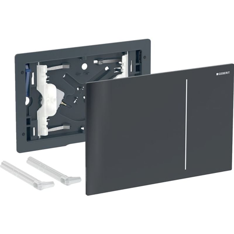 Geberit Sigma70 Betätigungsplatte für WC 2-Mengen-Spülung, Glas, 158 x 240 x 11 mm, Farbe schwarz Bild 1